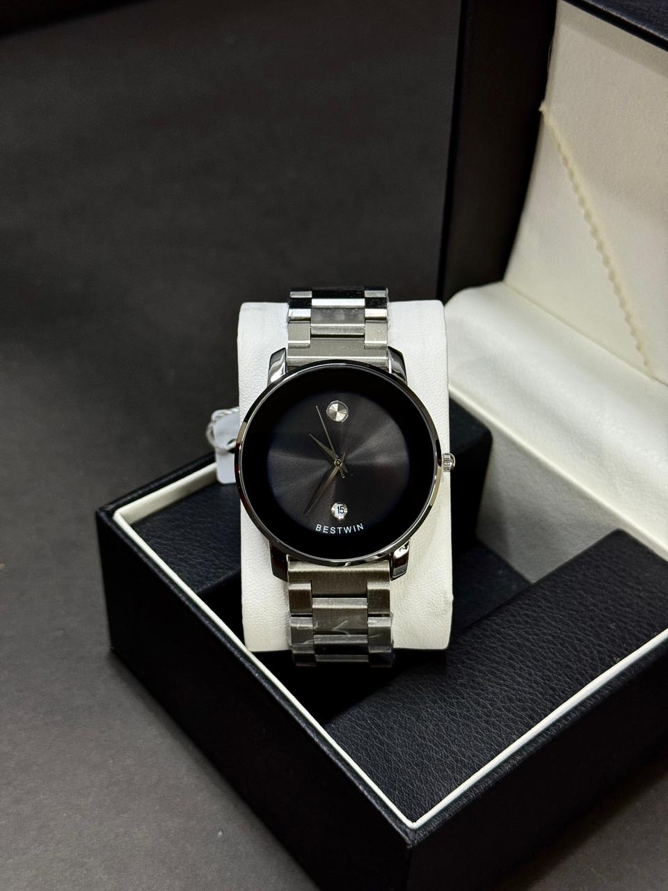BESTWIN MOVADO | QUARTZ | ORIGINAL | SILVER WITH BLACK