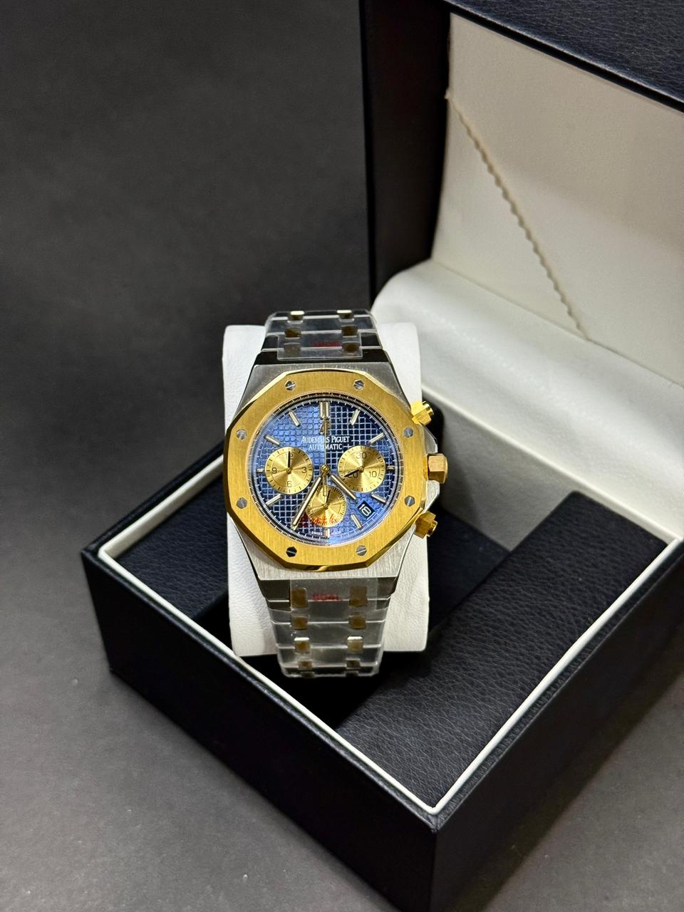 AUDEMARS PIGUET ROYAL OAK CHRONOGRAPH | QUARTZ | MASTER CLONE | TWO TONE WITH GOLD BLUE DIAL