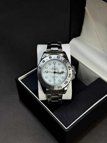 ROLEX EXPLORER 2 | QUARTZ | SILVER WITH WHITE | PREMIUM QUALITY | ROTATING BEZEL
