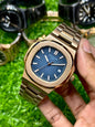 PATEK PHILLIPE NAUTILUS | AUTOMATIC | ROSE GOLD WITH BLUE DIAL | MASTER CLONE