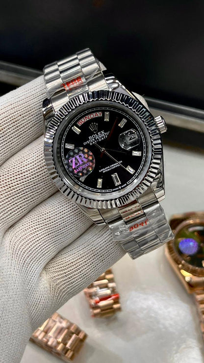 ROLEX | DAYDATE | SILVER WITH BLK DIAL | AUTOMATIC MOVEMENT
