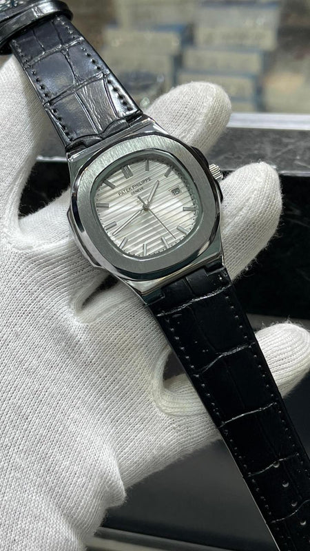 PATEK PHILLIPE | BLACK WITH BLK DIAL | QUARTZ | LEATHER STRAP
