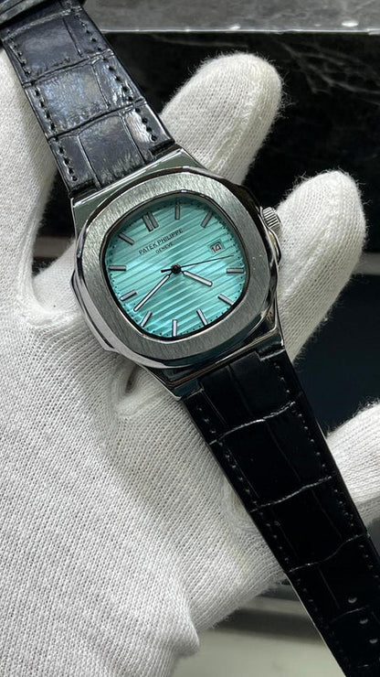 PATEK PHILLIPE | BLACK WITH BLK DIAL | QUARTZ | LEATHER STRAP