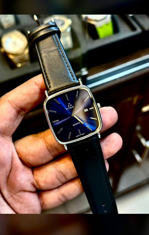 FITRON | SQUARE DIAL | QUARTZ MOVEMENT | LEATHER STRAP | SLIM WATCH | ORIGINAL WATCH