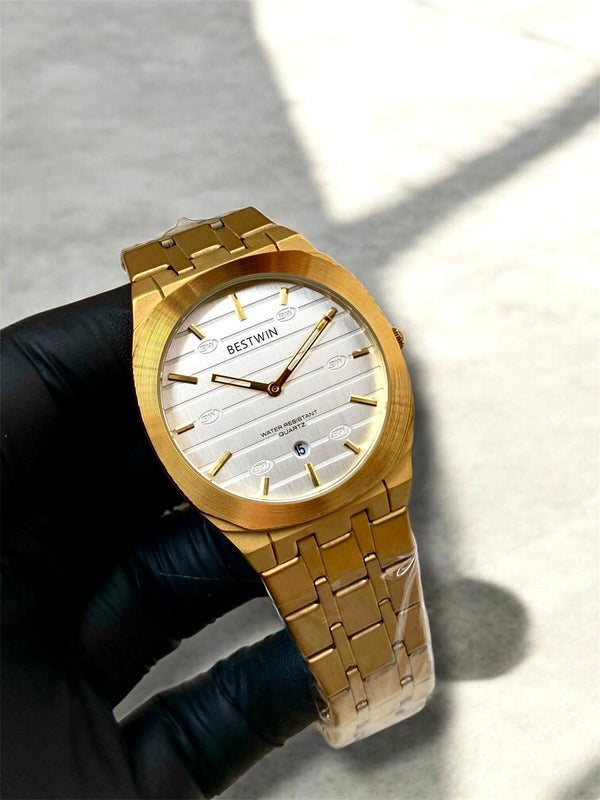 BESTWIN | GUCCI STYLE | SLIMMEST | ORIGINAL| QUARTZ | SILVER WITH WHITE |  BUTTERFLY LOCK