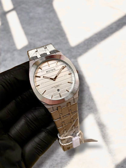 BESTWIN | GUCCI STYLE | SLIMMEST | ORIGINAL| QUARTZ | SILVER WITH WHITE |  BUTTERFLY LOCK