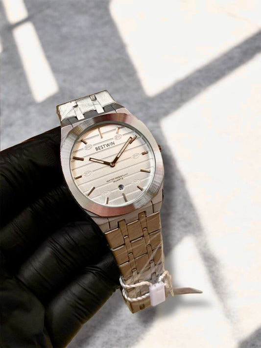 BESTWIN | GUCCI STYLE | SLIMMEST | ORIGINAL| QUARTZ | SILVER WITH WHITE |  BUTTERFLY LOCK