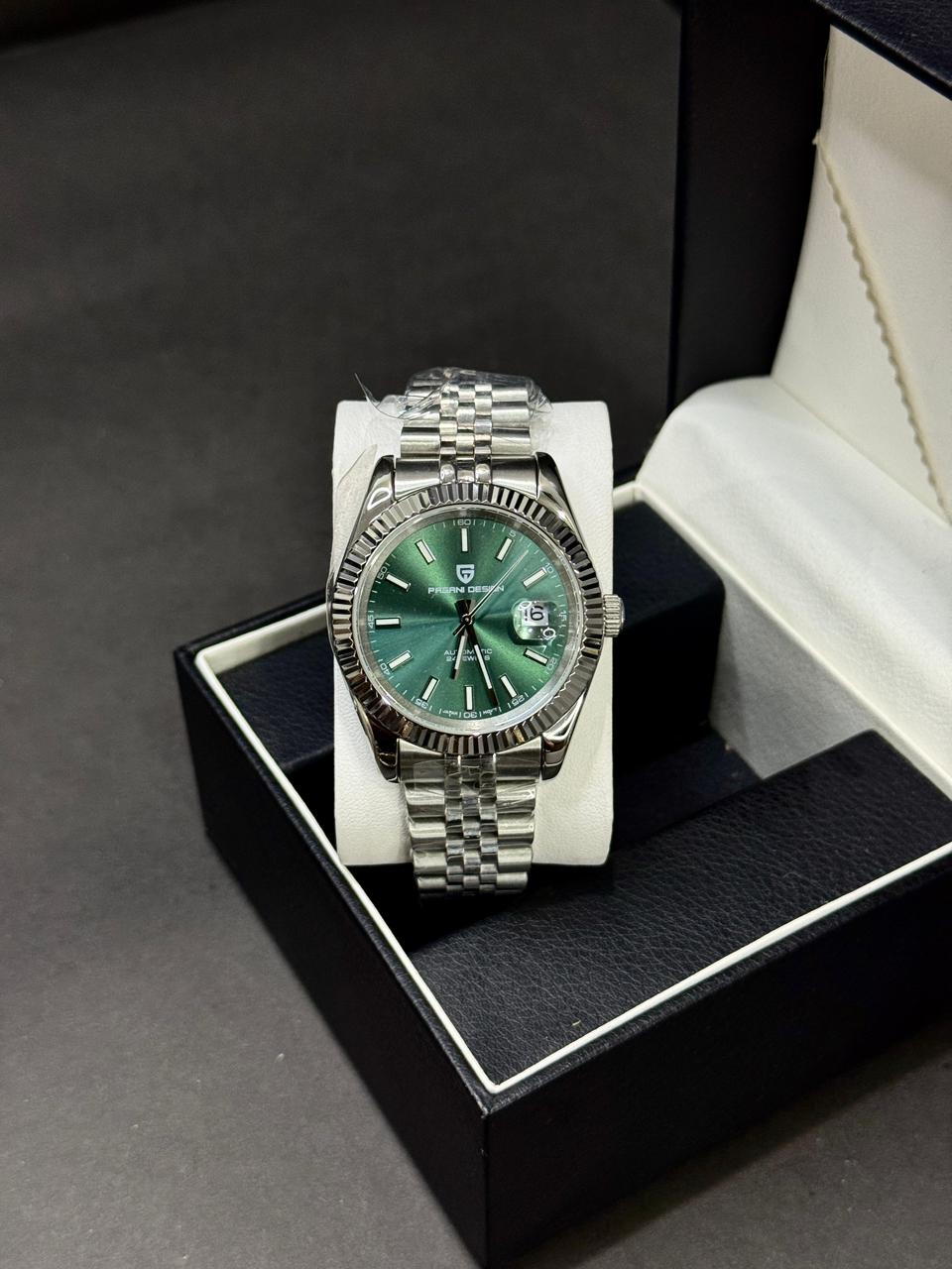 PAGANI DESIGN DATEJUST | SEIKO JAPAN ST16 AUTOMATIC | PD-1645 | SILVER WITH GREEN