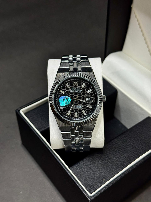 ROLEX LAND DEWELLER | QUARTZ | PREMIUM QUALITY | BUTTERFLY LOCK | SILVER WITH WHITE