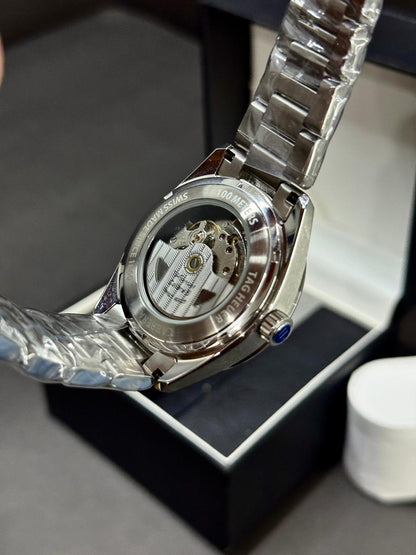 TAG HEUER CALIBRE 5 | MASTER CLONE | AUTOMATIC| SILVER WITH WHITE GLITTER DIAL