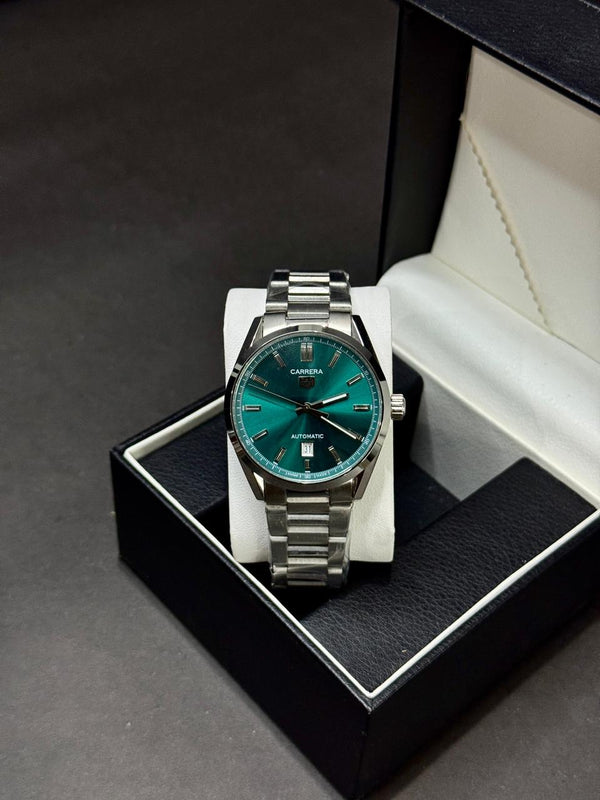 TAG HEUER CALIBRE 5 | MASTER CLONE | AUTOMATIC| SILVER WITH WHITE GLITTER DIAL