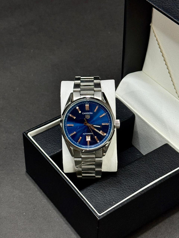 TAG HEUER CALIBRE 5 | MASTER CLONE | AUTOMATIC| SILVER WITH WHITE GLITTER DIAL