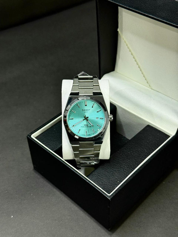 TISSOT PRX | QUARTZ | WAFFLE  DIAL | SILVER WITH WHITE | MASTER LOCK | PREMIUM QUALITY