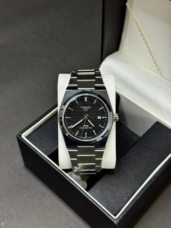 TISSOT PRX | QUARTZ | WAFFLE  DIAL | SILVER WITH WHITE | MASTER LOCK | PREMIUM QUALITY