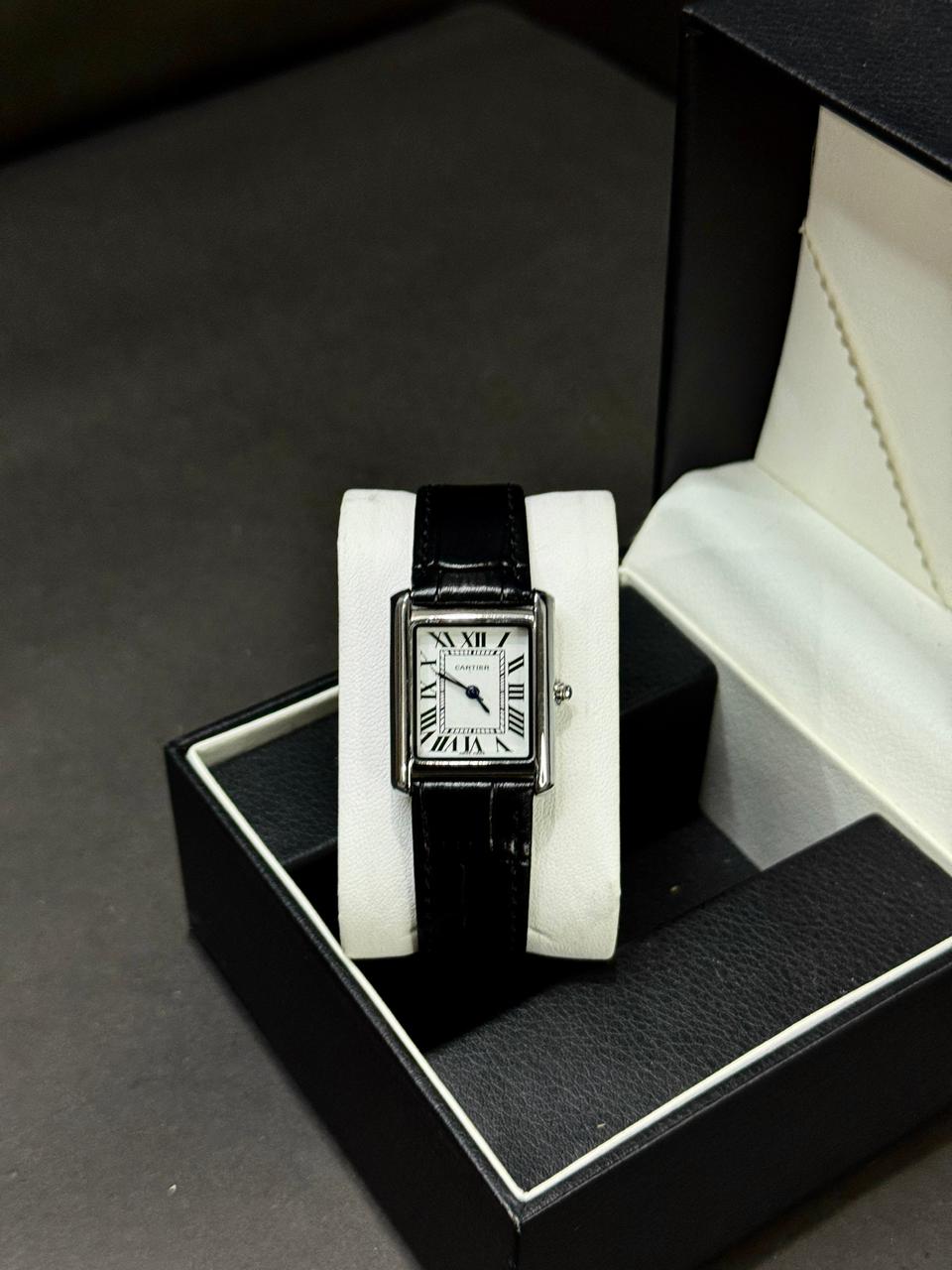 CARTIER TANK FOR LADIES | BLK WITH WHITE  | QUARTZ