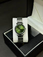 ELEGANCE  WATCH FOR WOMEN | ORIGINAL | QUARTZ | BUTTERFLY LOCK | SILVER WITH GREEN 
