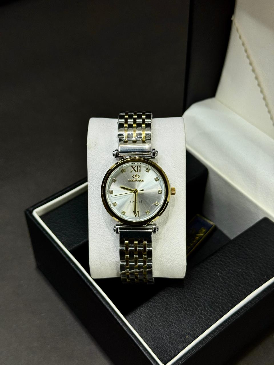 ELEGANCE  WATCH FOR WOMEN | ORIGINAL | QUARTZ | BUTTERFLY LOCK | TWO TONE WITH WHITE