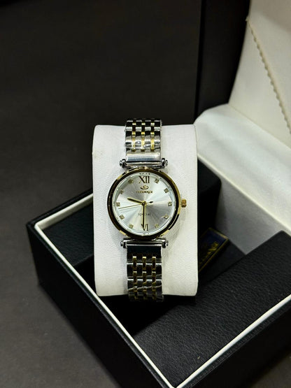 ELEGANCE  WATCH FOR WOMEN | ORIGINAL | QUARTZ | BUTTERFLY LOCK | TWO TONE WITH WHITE